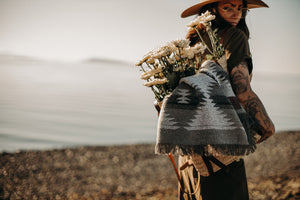Tofino Beach Blanket | FLOW – Boho Aztec Throw, Camping Blanket Scarf