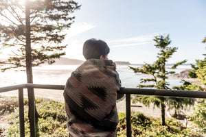 Tofino Beach Blanket | DUSTY ROSE - Beach Blanket - Aztec Boho Throw, Camping Blanket Scarf, Southwest