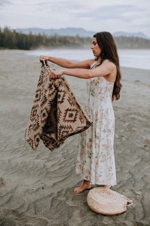 Tofino Beach Blanket – Boho Aztec Southwest Throw, Camping Blanket