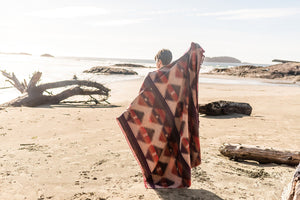 Tofino Beach Blanket | SUNSET - Beach Blanket - Boho Aztec Throw Blanket Scarf, Southwest