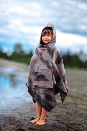 Kids Aztec Poncho | Southwestern Wool Blend, 4-10 Years