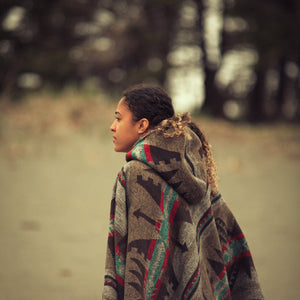 Poncho | RUSTIC - Aztec - Southwest - Navajo - Geometric - Shawl - Poncho with Hood - Modest Maverick - Surf - Unisex