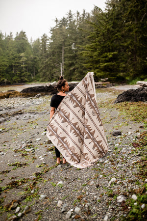 Tofino Beach Blanket | NOMAD - Boho Aztec Woven Throw Blanket Scarf, Southwest