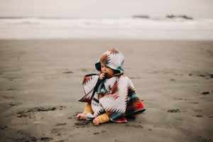 Mini Poncho | THE TRAVELLER | Southwestern Toddler Poncho | Cozy Handmade | Hooded Cape