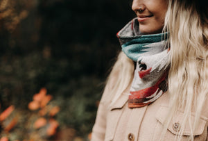 Snap-On Scarf - THE TRAVELLER - Neck warmer - Ski scarf - Aztec - Navajo - Southwest - Boho - Geometric - Modest Maverick - Upcycled