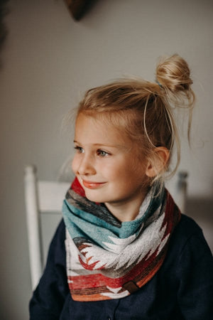 Snap-On Scarf - THE TRAVELLER - Neck warmer - Ski scarf - Aztec - Navajo - Southwest - Boho - Geometric - Modest Maverick - Upcycled