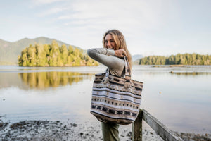 Boho Style Tote Bag - Upcycled Fabric, Travel Weekender