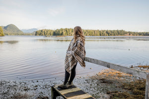 Poncho | SUMMIT - Aztec - Southwest - Navajo - Geometric - Shawl - Poncho with Hood - Modest Maverick - Surf - Unisex