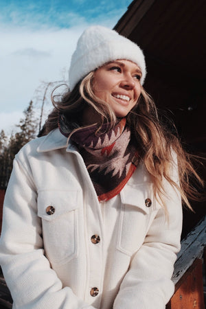 Snap-On Scarf - SUNSET - Neck warmer - Ski scarf - Aztec - Navajo - Southwest - Boho - Geometric - Modest Maverick - Upcycled