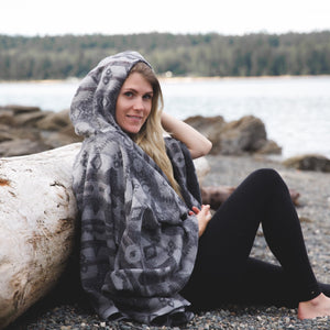 Poncho | DRIFT - Aztec - Southwest - Navajo - Geometric - Shawl - Poncho with Hood - Modest Maverick - Surf - Unisex