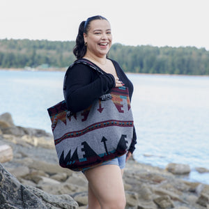 Aztec Print Tote Bag | Upcycled Boho Beach Bag