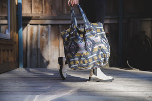 Upcycled Aztec Tote Bag – Boho Travel Weekender