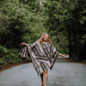 Poncho | OUTBACK - Aztec - Southwest - Navajo - Geometric - Shawl - Poncho with Hood - Modest Maverick - Surf - Unisex