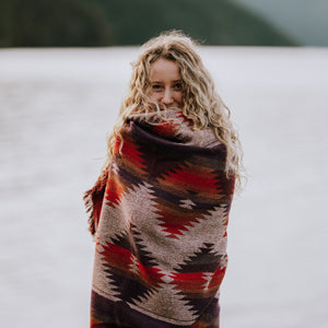 Tofino Beach Blanket | SUNSET - Beach Blanket - Boho Aztec Throw Blanket Scarf, Southwest
