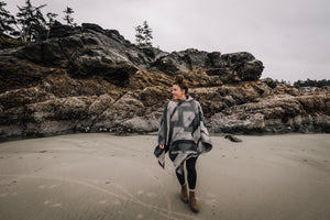 Handmade Wool Blend Poncho | Vancouver Island Adventure Hood