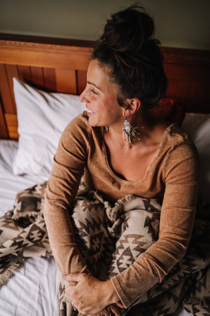 Tofino Beach Blanket – Boho Aztec Southwest Throw, Camping Blanket