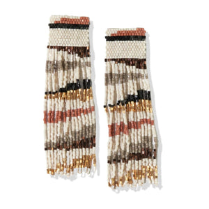 Belle Angled Stripes Beaded Fringe Earrings