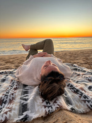 Tofino Beach Blanket | JOURNEY Aztec Boho Throw | 60"x60" Wool Blend