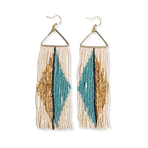 Erica Split Diamond Beaded Fringe Earrings