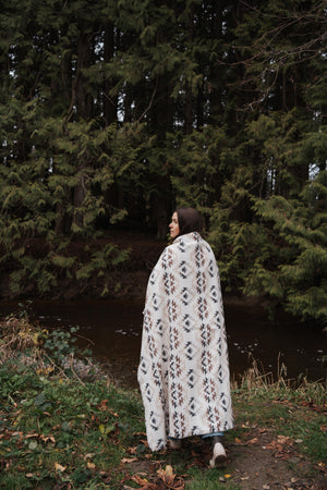 Tofino Beach Blanket | JOURNEY Aztec Boho Throw | 60"x60" Wool Blend