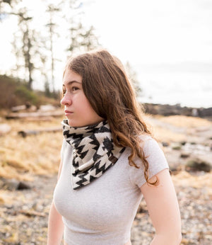 Snap-On Neck Warmer Scarf | Upcycled Aztec Boho Print