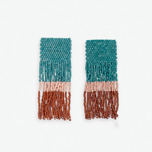 Ava Geo Shapes Beaded Fringe Earrings