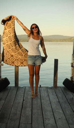 Tofino Beach Blanket – Boho Aztec Southwest Throw, Camping Blanket