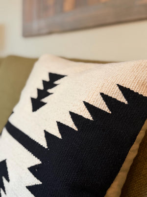 High Desert Cozy Woven Pillow — Warm Graphic Accent Cushion
