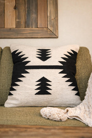 High Desert Cozy Woven Pillow — Warm Graphic Accent Cushion