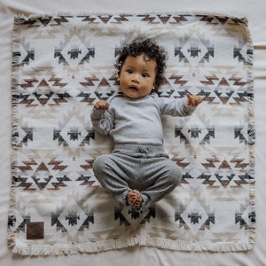 Aztec Baby Blanket | Wool Blend Stroller Blanket (30x30)