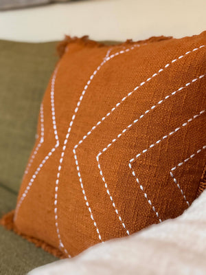 Arrow Ridge Cozy Woven Pillow — Warm Graphic Accent Cushion, Southwest, Boho Accent
