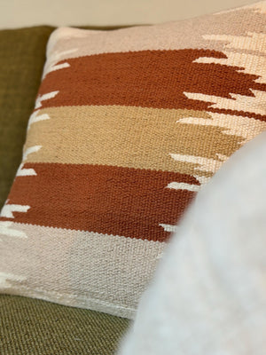 Southwestern Geometric Throw Pillow Cover | Neutral Woven Boho Cushion | Modern Desert Home Decor