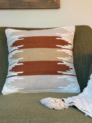 Southwestern Geometric Throw Pillow Cover | Neutral Woven Boho Cushion | Modern Desert Home Decor