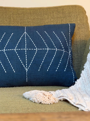 Indigo Tide Southwestern Geometric Throw Pillow Cover | Neutral Woven Boho Cushion | Modern Desert Home Decor