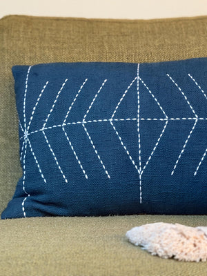 Indigo Tide Southwestern Geometric Throw Pillow Cover | Neutral Woven Boho Cushion | Modern Desert Home Decor