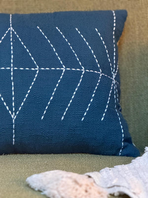 Indigo Tide Southwestern Geometric Throw Pillow Cover | Neutral Woven Boho Cushion | Modern Desert Home Decor