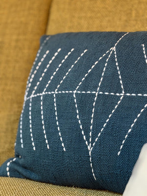 Indigo Tide Southwestern Geometric Throw Pillow Cover | Neutral Woven Boho Cushion | Modern Desert Home Decor