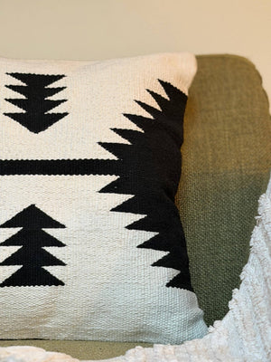 High Desert Cozy Woven Pillow — Warm Graphic Accent Cushion