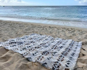 Tofino Beach Blanket | JOURNEY Aztec Boho Throw | 60"x60" Wool Blend