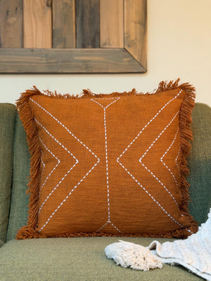 Arrow Ridge Cozy Woven Pillow — Warm Graphic Accent Cushion, Southwest, Boho Accent