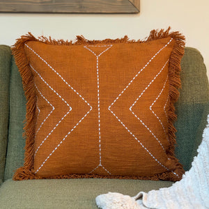 Arrow Ridge Cozy Woven Pillow — Warm Graphic Accent Cushion, Southwest, Boho Accent