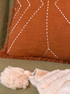 Arrow Ridge Cozy Woven Pillow — Warm Graphic Accent Cushion, Southwest, Boho Accent