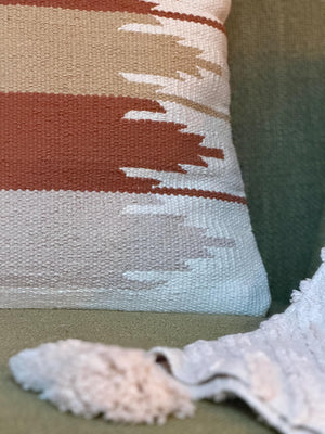 Southwestern Geometric Throw Pillow Cover | Neutral Woven Boho Cushion | Modern Desert Home Decor