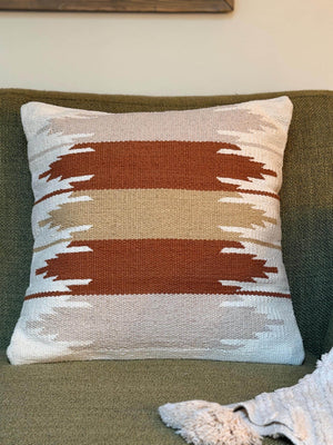 Southwestern Geometric Throw Pillow Cover | Neutral Woven Boho Cushion | Modern Desert Home Decor