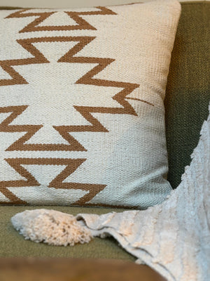 Canyon Path Southwestern Geometric Throw Pillow Cover | Neutral Woven Boho Cushion | Modern Desert Home Decor