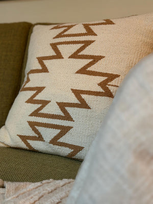 Canyon Path Southwestern Geometric Throw Pillow Cover | Neutral Woven Boho Cushion | Modern Desert Home Decor