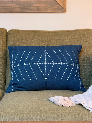 Indigo Tide Southwestern Geometric Throw Pillow Cover | Neutral Woven Boho Cushion | Modern Desert Home Decor