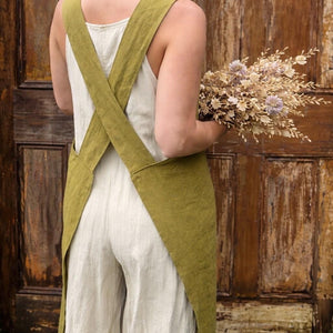 The Homesteader Linen Crossback Apron Dress | Handmade Linen Apron | Japanese Style Pinafore | Minimalist Apron Dress | Slow Living Clothing