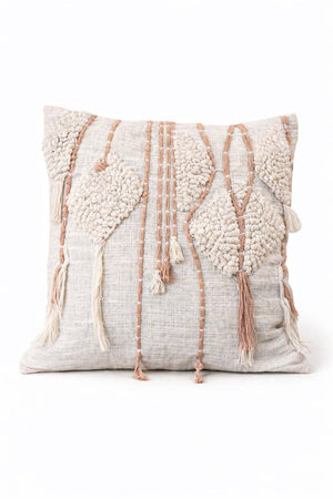 Driftwood Cozy Woven Pillow — Warm Graphic Accent Cushion