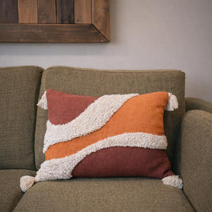 Evening Shore Cozy Woven Pillow | Warm Graphic Accent Cushion